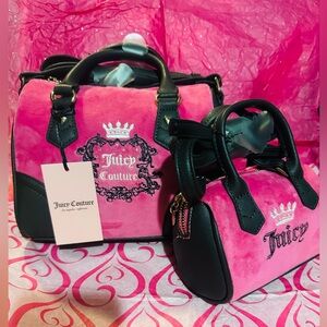 Juicy Couture✨🩷🖤Pink and Black Heritage Mommy and Me Satchel Set